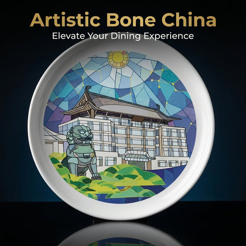 Artistic Bone China Plate, Pastoral Style 8-inch