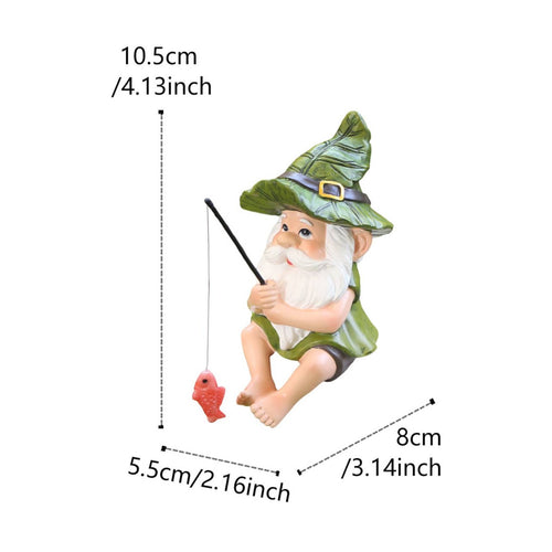 Fishing Gnome Statue Artisanal Look Dwarf Fishing Figurine Charming Accent