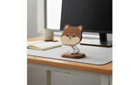 Japanese Dog Breed Phone Stand Wood Construction Wooden Animal Phone Stand Holder Charging Port Access Cute Animal for Office