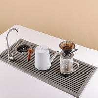 New Chinese Style Tea Shop Stainless Steel Tea Tray with Cup Washer and Drain