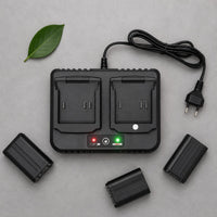 Twin Battery Charger Corded Twin Channel Charger Electronics Accessory Black Rounded Shape