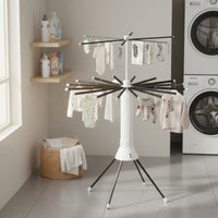 Multi-Arm Clothes Rack Saving Foldable Multi-Arm Rack Portable Floor Standing Clothes Rack for Balcony