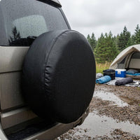 Lychee-Grain Texture PVC Leather Spare Tire Cover Stitched Seams Round Spare Tire Cover Fitted Shape Vehicle Accessory Adjustable Fit