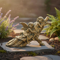 Sleeping Sisters Figurine Resin Material Bronze Look Fairy Ornament Fantasy Style Home Decor for Patio