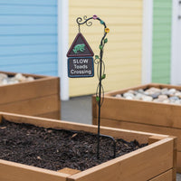 Frog Garden Stake Raised Lettering Yard Art Contrasting Colors