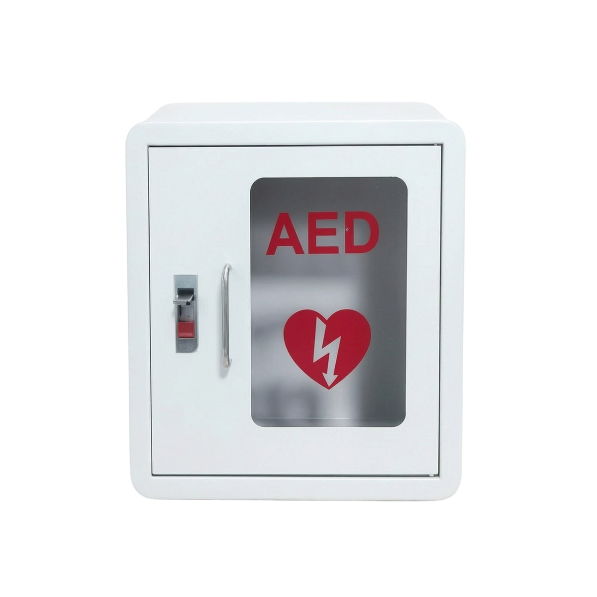 Stainless Steel AED Cabinet with Window Secure Wall-Mounted AED Box Heavy-Duty Defibrillator Storage Cabinet Transparent for Schools, Public Buildings, Offices