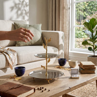 Fruit Tray with Leaf Accents Decorative Two-Tier Space-Saving Two-Tier Tray for Tabletop
