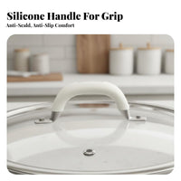 Universal Glass Pot Lid Anti-Scald Handle Universal Pan Lid Steam Vent Replacement Cookware Cover for Kitchen