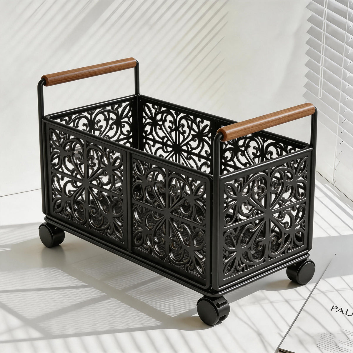 Mobile Under-Desk Storage Cart with Wheels, Large Capacity Book Shelf