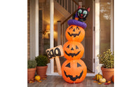 Stacked Pumpkin Inflatable Spooky Halloween Inflatable Pumpkins Festive Pumpkins with Magician's Hat for Homeowners