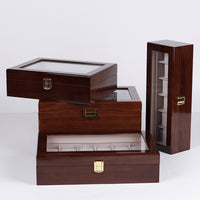 Coffee Glossy Watch Box, 6-Slot, for Watch Storage and Packaging