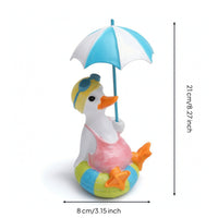 Duck Figurine with Umbrella Whimsical Duck with Umbrella Playful for Courtyard