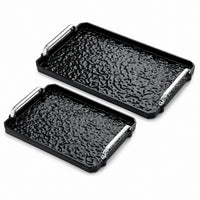 Black Hammered Texture Rectangular Serving Tray with Handles