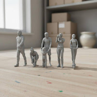 5 Pieces Assorted Poses HO Scale People Painted Resin Miniature Scene Figures for Model Railway
