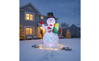 Multicolor Inflatable Snowman with Gift Boxes Outdoor Christmas Inflatable Snowman Illuminated Lawn Decoration Light-up for Yard, Patio