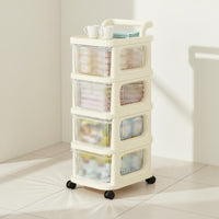 Transparent Drawer Cart Space-Saving Drawer Stack Rolling Storage Utility Organizer