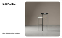 Minimalist High-Legged Stool Padded Backrest Counter Chair Upholstered Seat