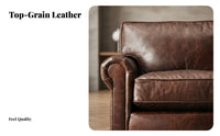 Top-Grain Cowhide Vintage Leather Loveseat Retro timeless design Sofa Luxury Design Living Room Furniture long-lasting Construction for Interior Designers, Business Owners, Homeowners, Cigar Lounge, Hotel Lobby, private lounge, Reception Area