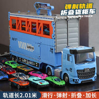 Alloy Storage Container Engineering Vehicle Transforming Truck Toy with Inertia Sliding and Track Launch