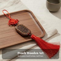 Intricately Carved Peach Wood Car Decoration Ideal Gift Engraved Wood Car Charm for Feng Shui Enthusiasts, Drivers, Rearview Mirror, Office