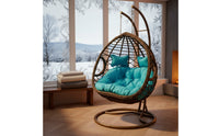 Cushioned Hanging Egg Chair with Stand Suspended Egg Chair with Stand Comfortable Comfy for Balcony