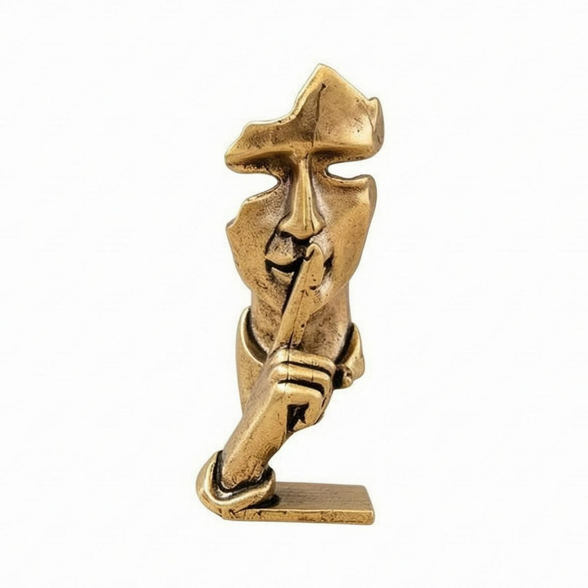 Abstract Human Sculpture Compact Brass Figurine Flat Base