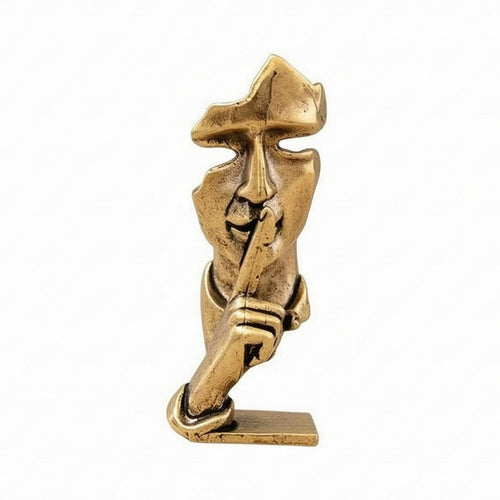 Abstract Human Sculpture Compact Brass Figurine Flat Base