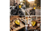 Triangular Motorcycle Headlight with Mounting Brackets Custom Motorcycle Headlight Assembly Sturdy high/low Beam for Motorcyclists