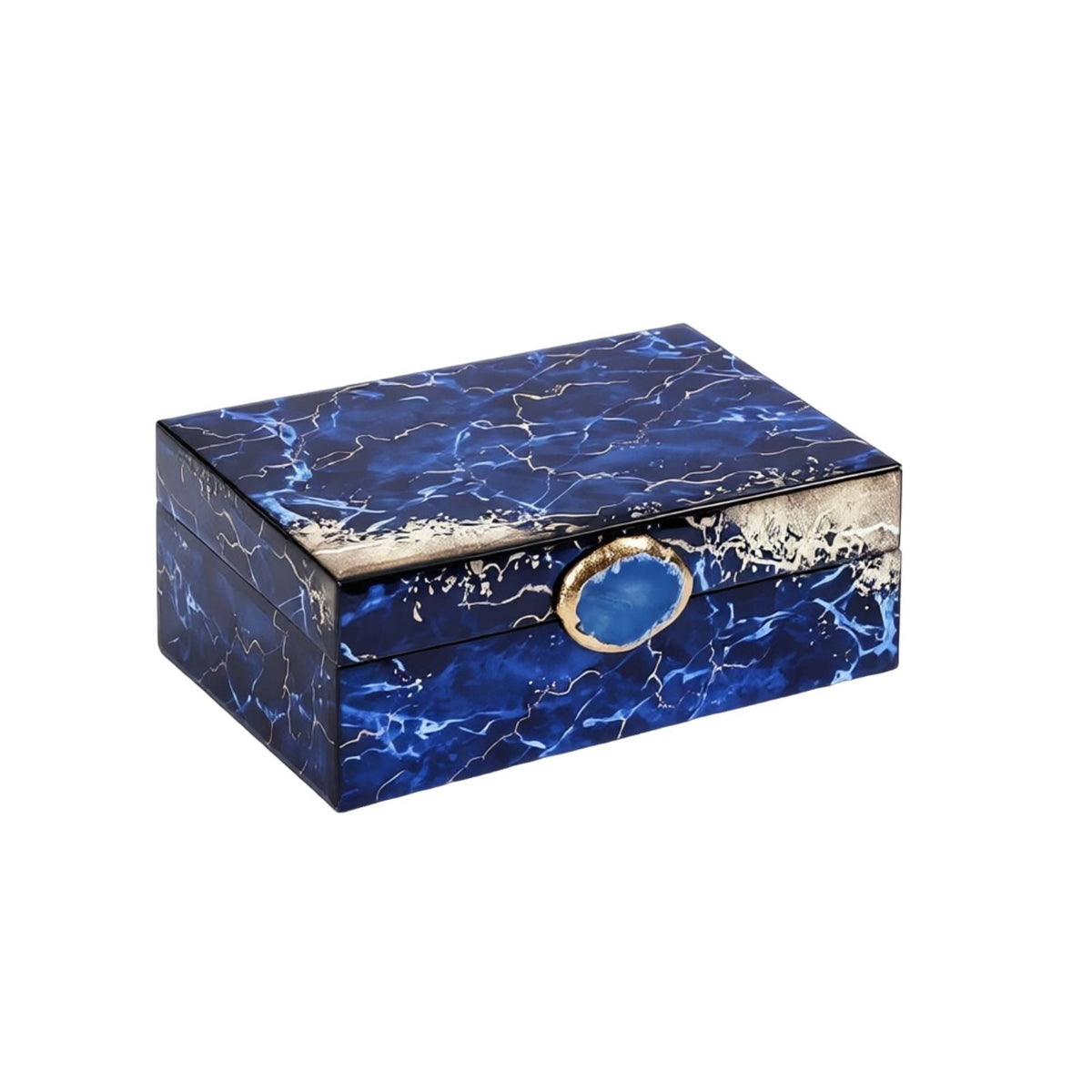 Glass Jewelry Box Marbled Jewelry Box with Hinged Lid Elegant for Women, Vanity