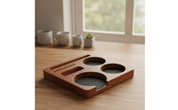 Tamper Station with Slots Wooden Espresso Accessory Organizer Multi-Slot
