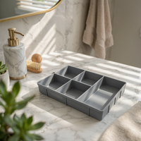 Silicone Tray Non Slip Divided Storage Tray Heat Resistant Silicone Base Organizer Bin for Washroom, Vanity, Living Room