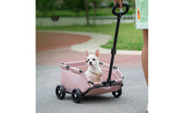 Foldable Pet Stroller Breathable Mesh Lightweight Pet Carrier Safety Rope