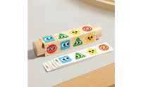 Colorful Block Puzzle with Cards Interactive Wooden Matching Puzzle Educational Wooden Matching Toy Hand-Eye Coordination for Preschoolers, Toddlers, Young Children, Home, Preschool, Travel