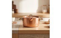 Copper Pot with Lid Handmade Hammered Copper Stockpot Solid Saucepan for Individuals, Table Serving