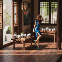 Cheongsam Female Figurine Chinese Design Miniature Girl Model Miniature Girl Figurine Realistic Features Tiny People Model