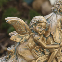 Sleeping Fairy Sisters Figurine Intricate Details for Patio, Flower Pot