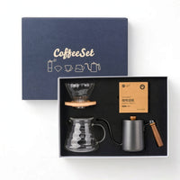 Pour over Kit with Kettle Manual Dripper with Wooden Hoop Gooseneck for Office