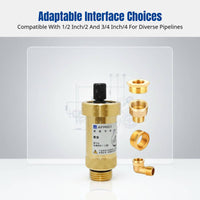 Automatic Brass Air Vent Valve for Heating, Central Air Conditioning, Water Supply, Heat Pump, Multiple Thread Options