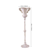 Urn Vase on Stand Distressed Metal Vase with Handles Vintage Design Pedestal Urn for Decorators, Entryways