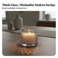 European Design Glass Candle Cup Aesthetic Design Glass Votive Holder Long-Lasting for Home Decorators, Homeowners, Living Room, Bedroom