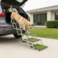 Foldable Pet Car Ramp Non-Slip 5 Steps Dog Stairs Compact Foldable Dog Steps for Dogs, Travel