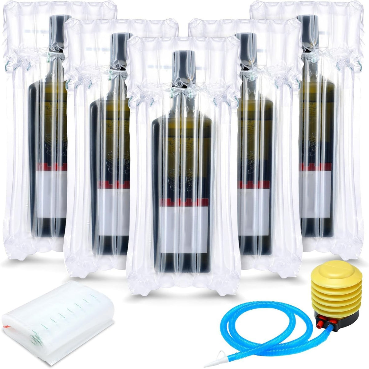 Wine Bottle Protective Bag, Inflatable Air Column Wine Transport Cushion, Reusable