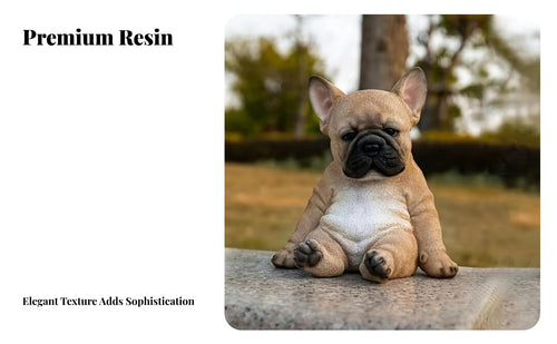 French Canine Statue Realistic Details Resin Dog Sculpture Indoor Outdoor Canine Figurine Puppy Figurine for Living Room, Patio, Bookshelf