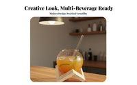 Creative Design Ball Shaped Glass Cup with Stand Multipurpose Sphere Glass Cup Multi-Purpose Ball Shaped Tumbler Atmospheric for Whiskey Lovers, Home Entertainers, Adults, Special Occasions, Cafes & Restaurants, Restaurant, Living Room