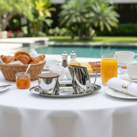 Sugar container and Milk Pitcher Set with Tray Stainless Steel   Serving Ware for Restaurant