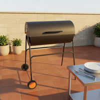 Outdoor Charcoal Grill with Wheels Mobile Charcoal Grill with Lid Sturdy Barbecue Cooker Stable for Backyard