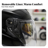 Quick Release Buckle 3/4 Motorcycle Helmet Removable and Washable Liner 3/4 Uncovered Face Helmet Lightweight Safeguarding Headwear Glasses Friendly for Men, Women, Commuting, Street Riding