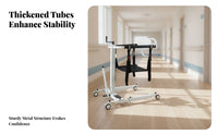Hand-Crank Folding Patient Lift Padded Manual Transfer Lift Wheeled Medical Equipment Four Casters for Home Care, Nursing Transfers