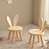 New Rabbit Solid Wood Stool Natural Color Children's Cartoon Cute Home Kids Chair Baby Stool Learning Chair