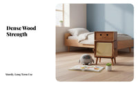 Robot-Shaped Side Table Rattan Drawer Front Multi-Compartment Side Cabinet